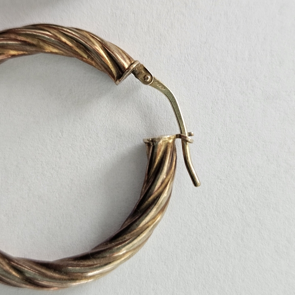 Vintage Sterling Silver Gold Plated Hoop Earrings Retro Bohemian Feminine - Picture 3 of 5